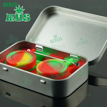 

1sets Nonstick Wax Containers silicone box 5ml Silicon container wax jars dab tool storage jar oil holder tin box free shipping