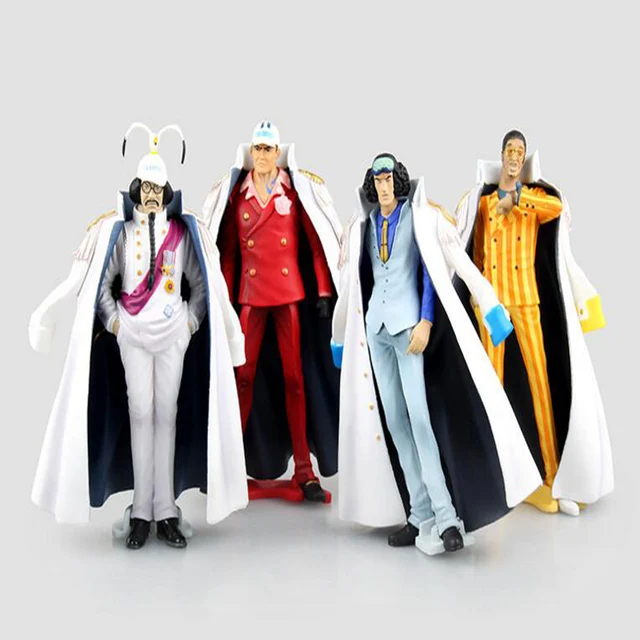 Cheap 4pcs/set One Piece Action Figure Warring States Marshal Navy Admiral General Headquarters Pheasant Green PVC Model Toy Y6262