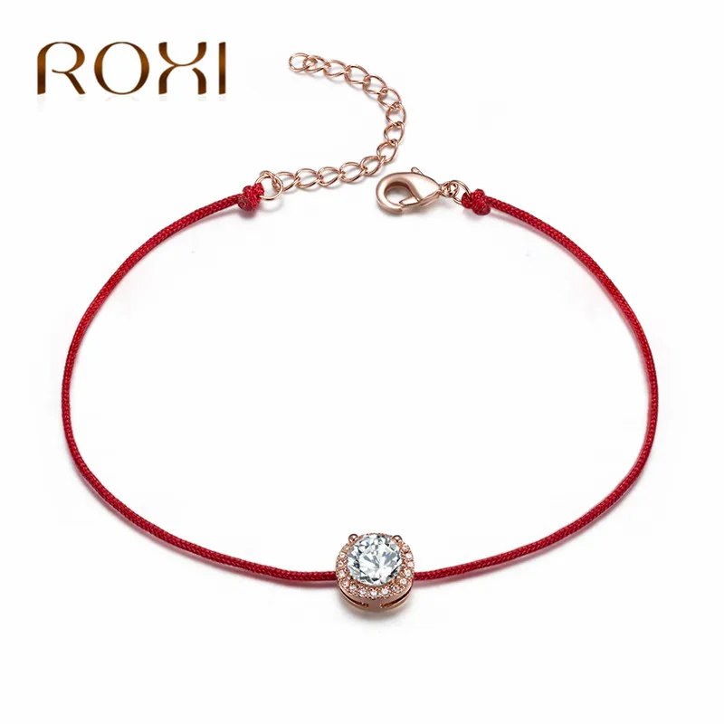 

ROXI Women Red Rope Thread String Bracelet Rose Gold Color AAA Cubic Zirconia Lucky Braided Charms Bracelet pulseira masculina