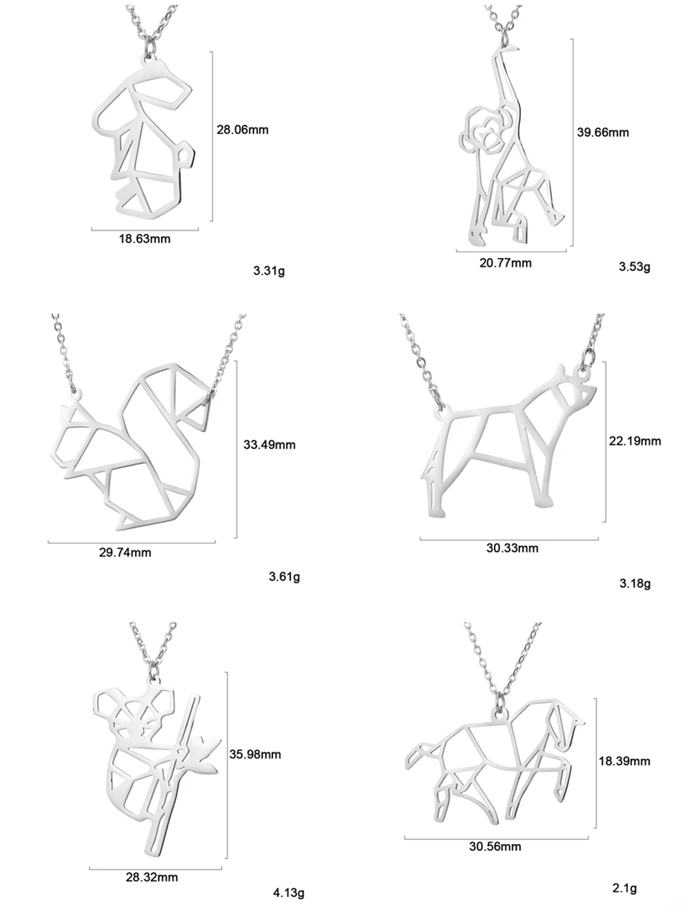Teamer, 26 стилей, олень, лиса, коала, медведь, собака, кошка, кролик, обезьяна, мультяшное животное, кулон, ожерелье, тонкая цепочка из нержавеющей стали