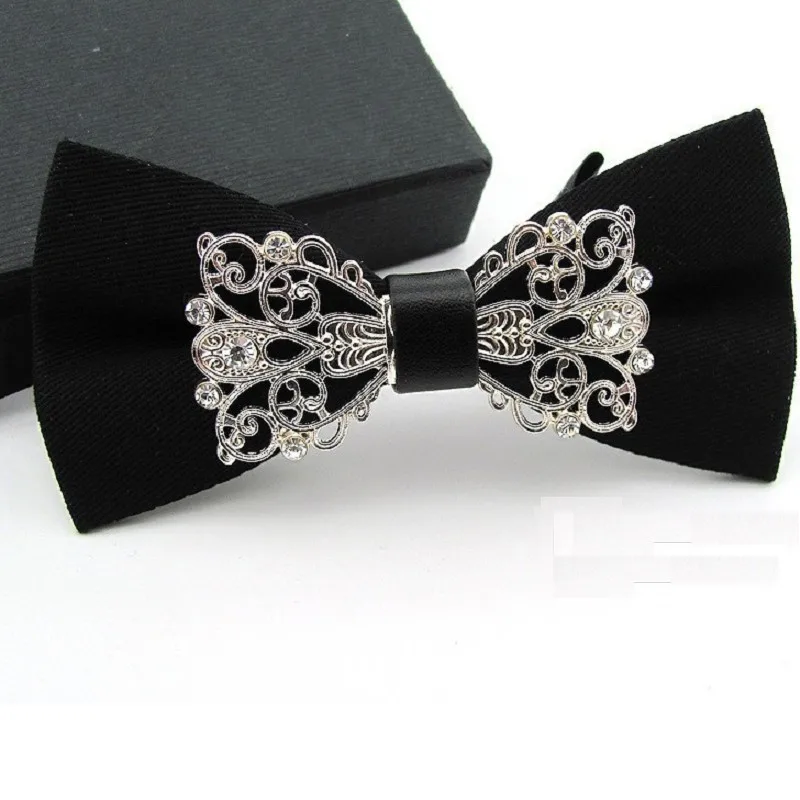 

Hot Sales bow tie boxed Metal Flower Diamond Dress Tie For Men / Women,Fashion boxed gift Evening Party Tie For Men,High Quality