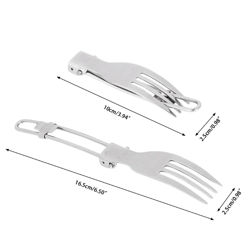 3 piezas portátil al aire libre Camping Picnic vajilla plegable de acero inoxidable utensilios de cocina