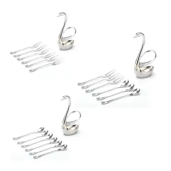 

Stainless Steel Creative Knife fork spoon suit Cutlery Swan Base Cutlery Set Swan Base Tableware Suit