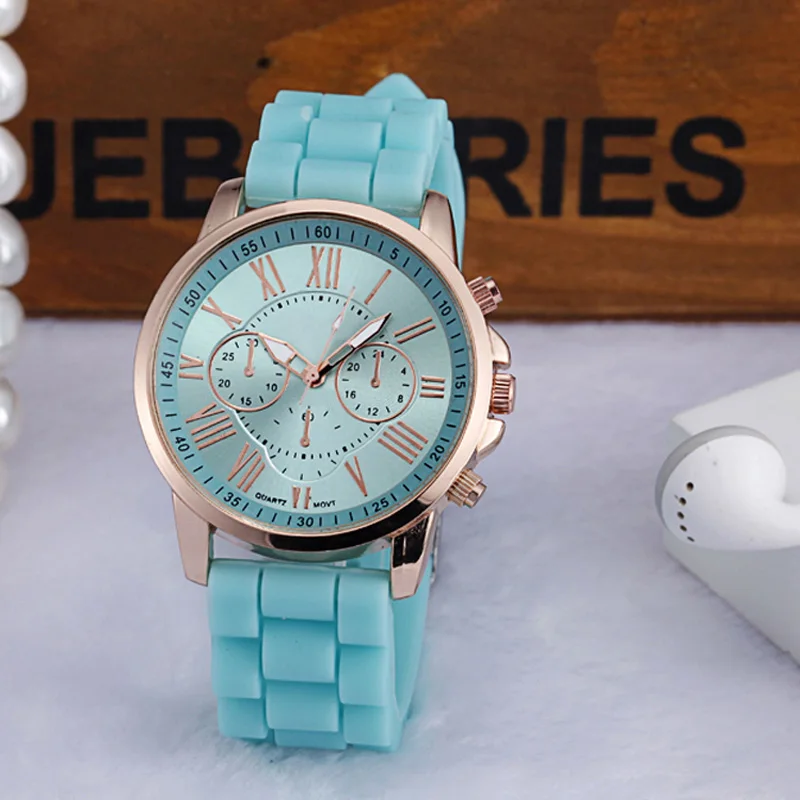 

2017 Wholesale factory price laides watch Geneva Women Roman Numerals Silicone Jelly Gel Quartz Analog Wrist Watch J 18