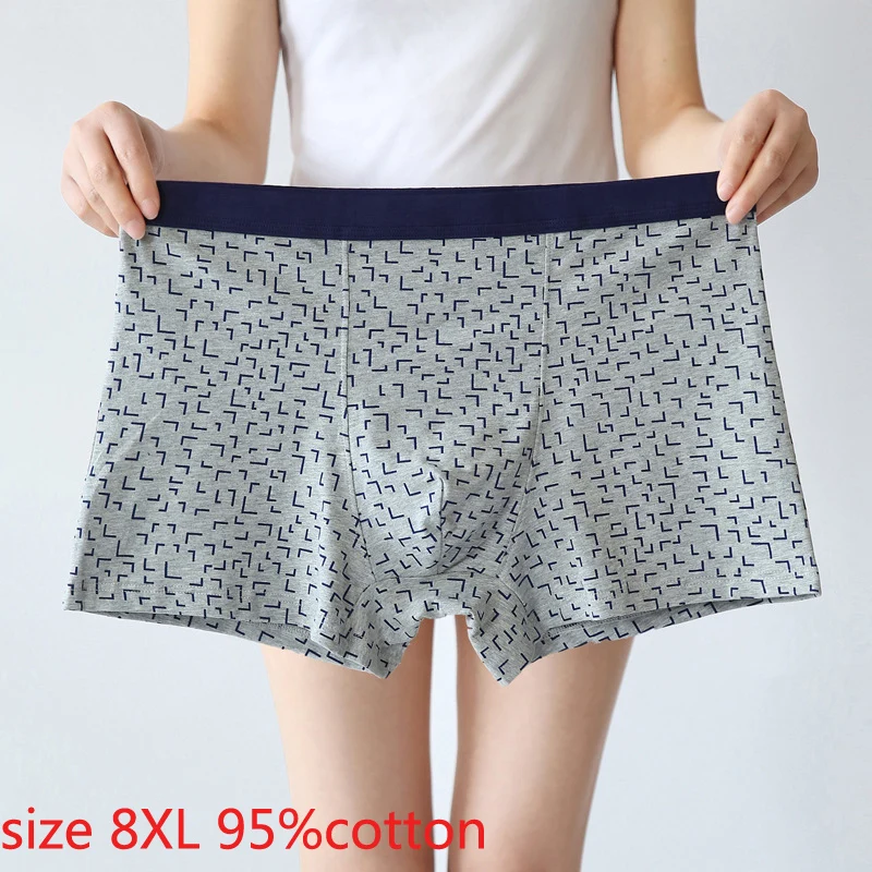

new arrival Men Youth super Large 95%Pure Cotton Mid waist Flat Corner Mens Underwear Boxers plus size 8XL