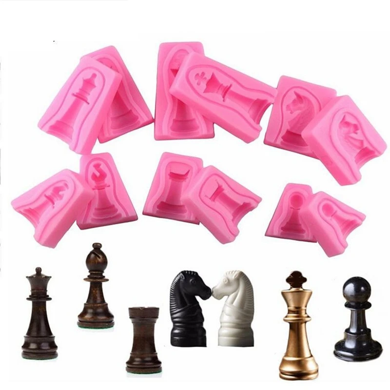 12 шт./компл. шахматная доска King queen рыцарь Rook Pawn епископ двухсторонний Fondant(сахарная) формы для шоколадного торта Кухня для выпечки