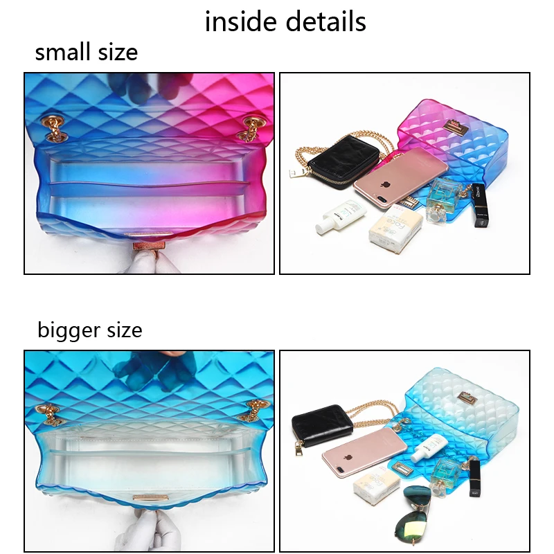 Clear Colorful Transparent jelly Bag Gradient Candy Color Crossbody Bags Designed Ladies Shoulder Chain Messenger Bag