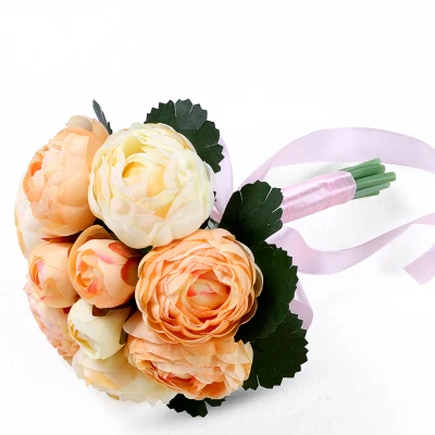 Модный свадебный букет цветов невесты с шелковой лентой цветы пиона - Цвет: 7