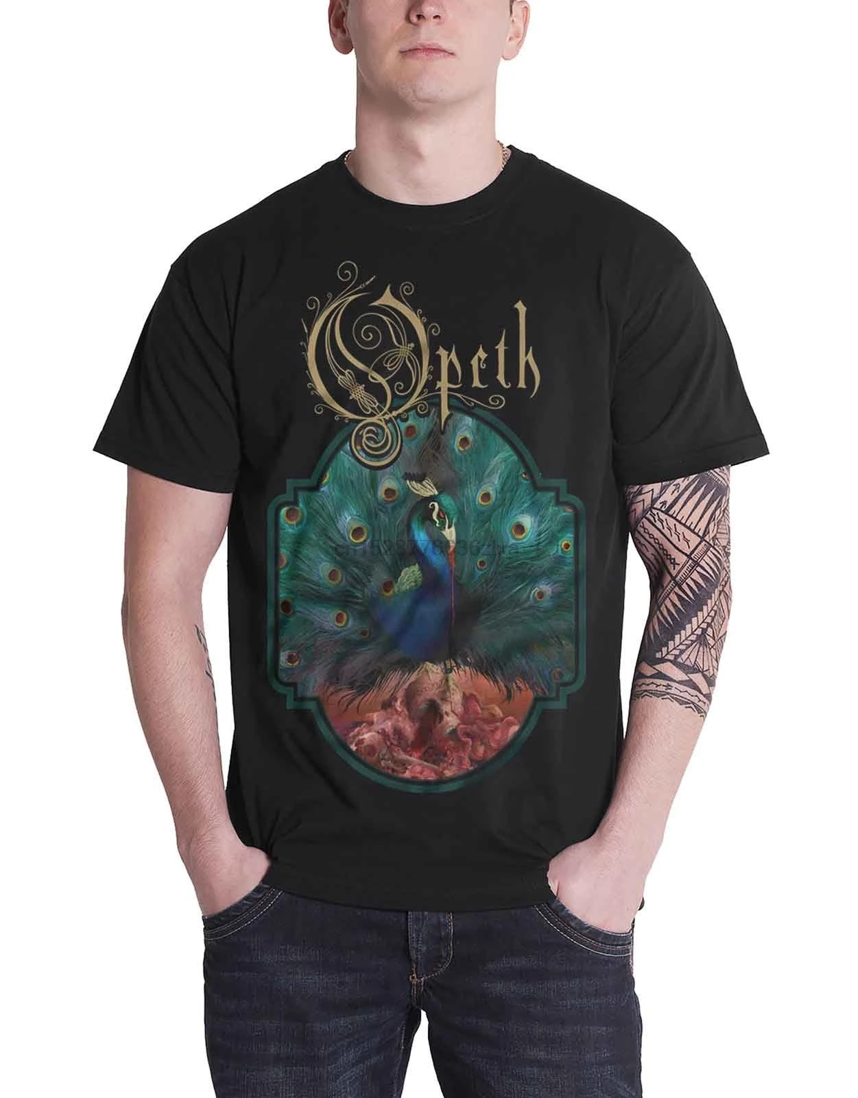 

Opeth T Shirt Sorceress Peacock Feathers Band Logo Mens Black(2)