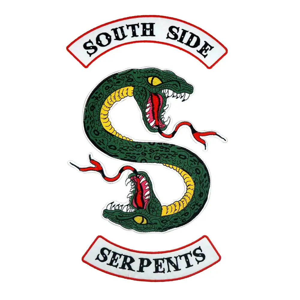 &quotSOUTH SIDE SERPENTS&quot кожу змеи Вышитая аппликация этикетка для шитья в стиле панк