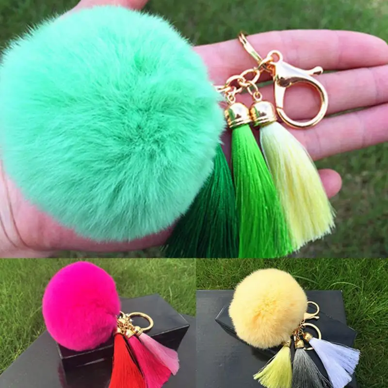 Buy The Newest Women Fashion Tassel hairball key chain pendant Tassel Rabbit