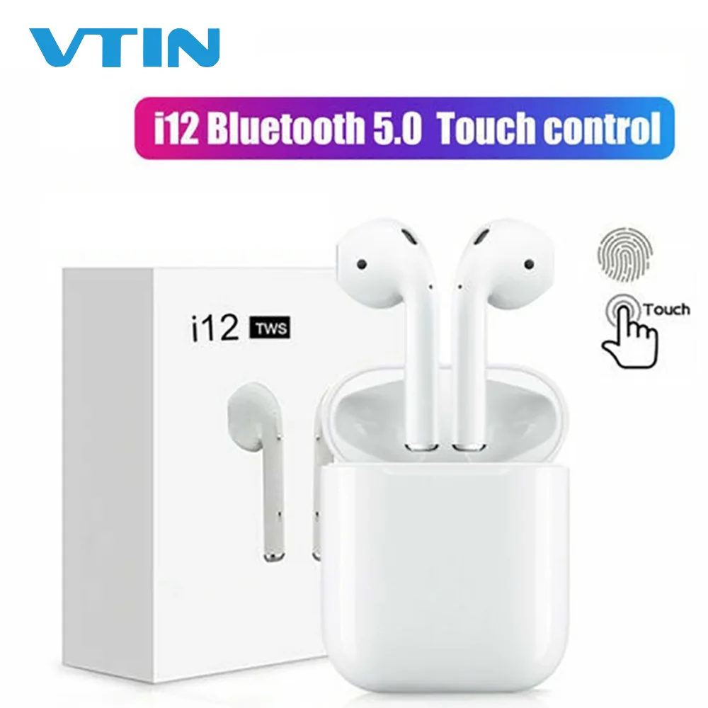 

VTIN i12 TWS 5.0 Earbuds Touch Headset Headphone with HIFI Sound Built-in Mic Auto-pairing Hand-free Earbuds for iPhone Android