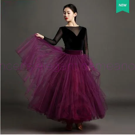 

New styles ballroom dance costumes gauze long sleeves top+long skirt 2pcs ballroom dance set for womenn ballroom dance suits