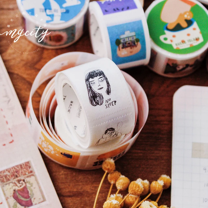 

Retro Poster character Stamp Design Washi Tape Decorative Sticky Paper Masking Adhesive Tape Scrapbooking DIY Label Sticker JD66