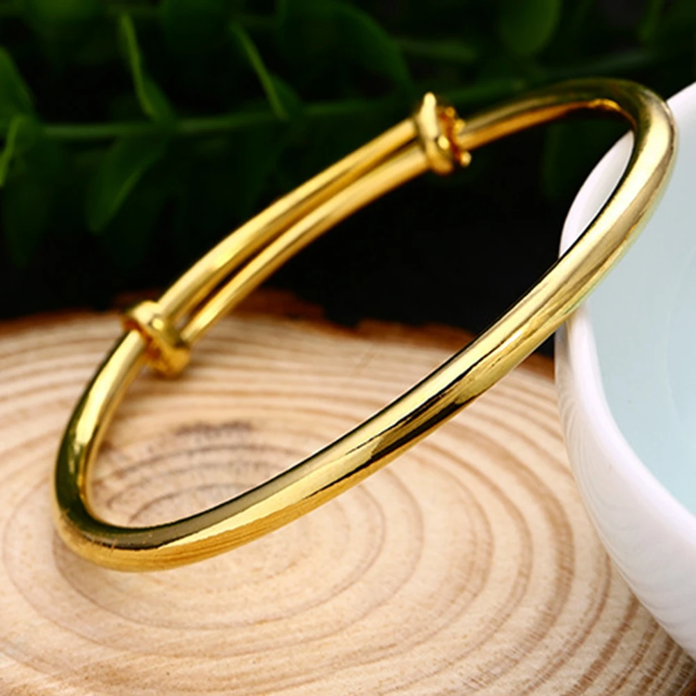 Расширяемый женский браслет с желтым золотом 60 мм * 4 мм|expandable bangles|women bracelet goldgold