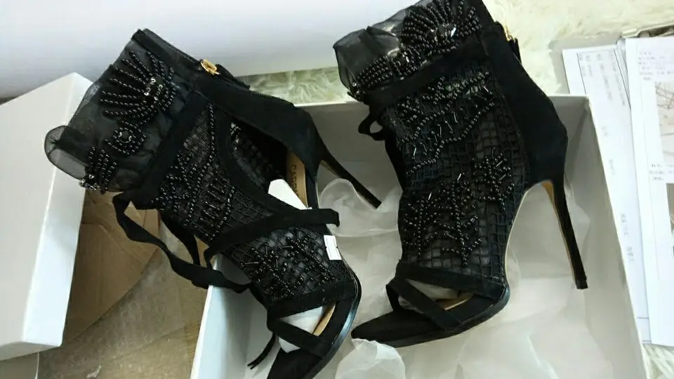 Chaussures À Charme Peep Hauts Sexy Bride Lacent Sandales Toe Slingbacks Croix Sandale Cheville Talons Femme Robe La Noir Sn61YwwZx