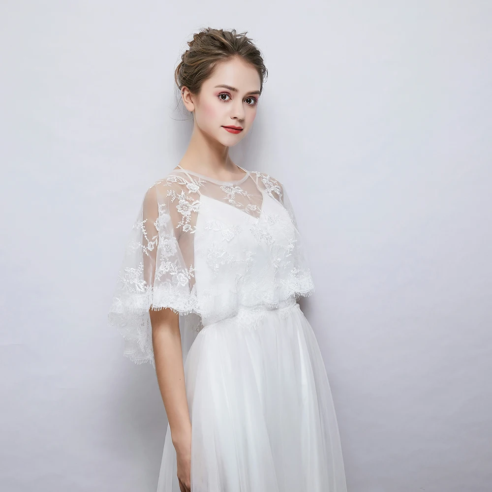 New Embroidered Eyelash Lace Wrap Fashion Women Summer Sheer Cape