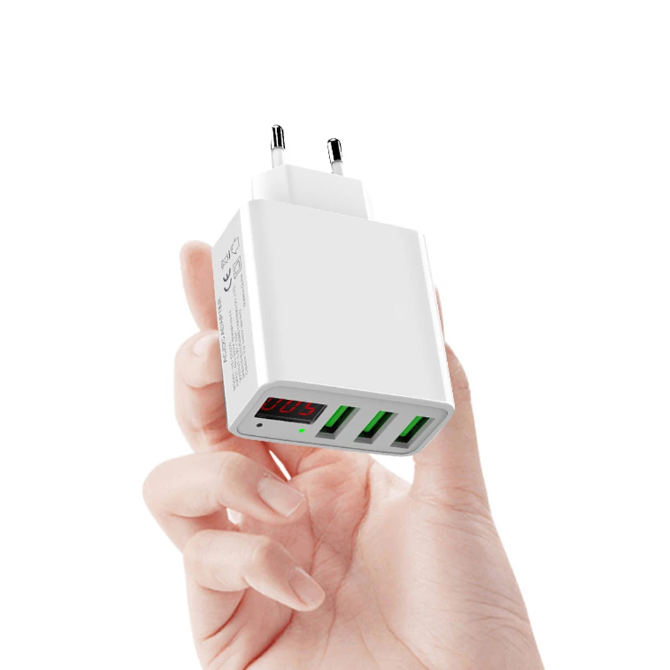 USB Charger 3A LED Display Universal Mobile Phone USB Charger Fast Charging Wall EU Charger For iPhone Samsung Xiaomi LG5