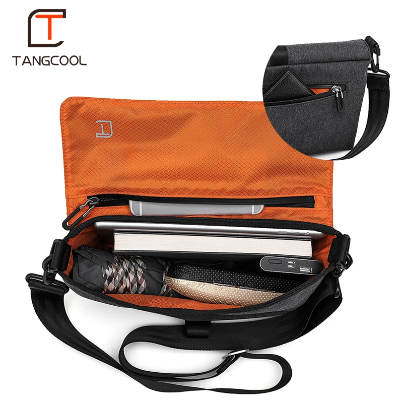 Tangcool Crossbody حقيبة الرجال أزياء الشارع أكسفورد حقيبة ساع العلامة التجارية خمر حقيبة كتف Preppy نمط حقيبة للمراهقين
