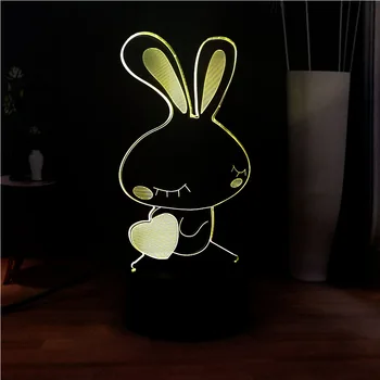 

Acrylic Panel 3D Cute Lovely Hold Heart Rabbit RGB LED 7 Color Change Sweet Mood DEC Room USB Bedside Night Lamp Kids Girl Lamp