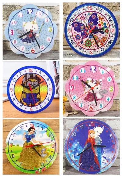 

DIY Wall Clock 5D Diamond Embroidery Cross Stitch Watch Diamond Painting Mosaic Rhinestones Needlework Gift