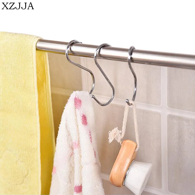 XZJJA 3 قطعة كبيرة متوسطة صغيرة المعادن S على شكل السنانير الحمام المطبخ شنقا شماعات المشبك رف أشتات المنظم تخزين أصحاب