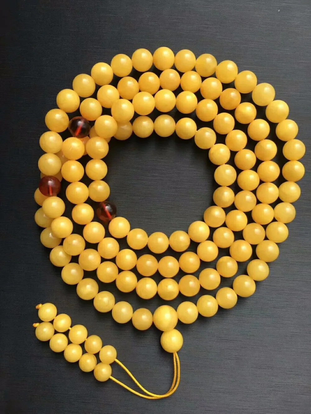 Synthesis Baltic Amber stone butterscotch Yellow 108 Beads Bracelet Rounds 8mm 