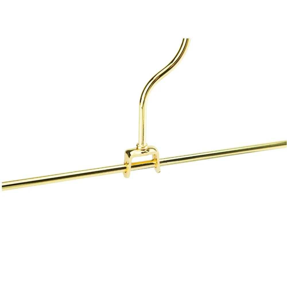 Hangerlink Gold Metal Heavy Duty Pants Skirt Slack Hangers, Trousers Hanger with Clips Hanger Rack Swivel Hook (12pcs/Lot)