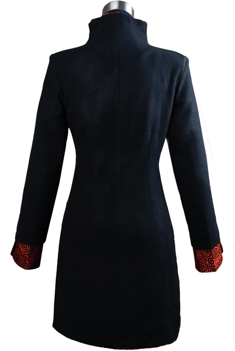 Черное зимнее пальто китайская женская кашемировая длинная куртка пальто Размер S M L XL XXL XXXL 4XL 2987-2