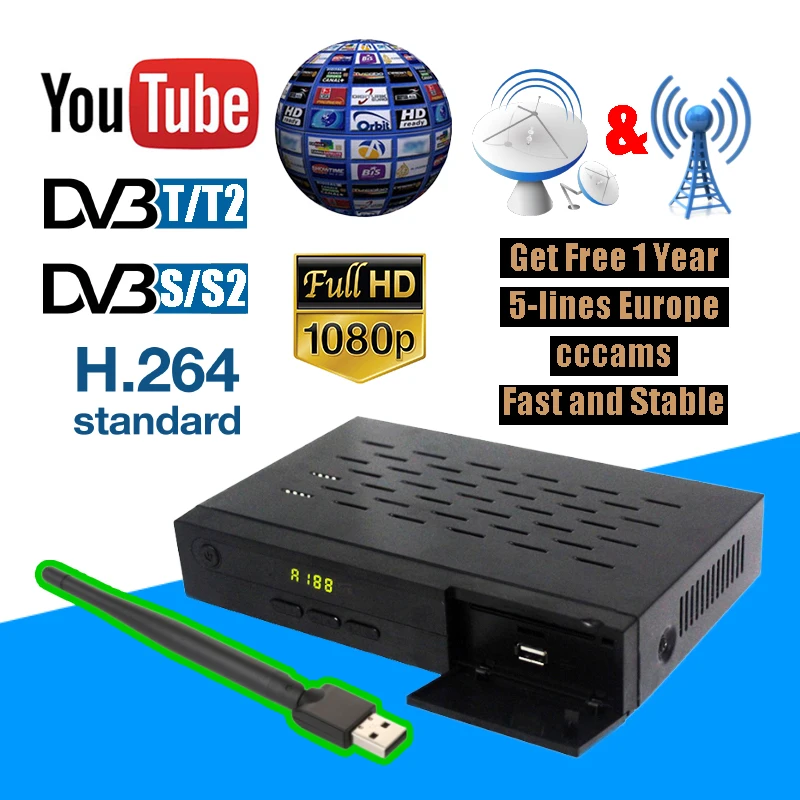 comprar Fraskoo F9 DVB T2 S2 Combo Digital Set Top Box Full HD 1080 p Apoio PVR Receptor de TV Via Satélite 7 dias EPG Youtube Cccams