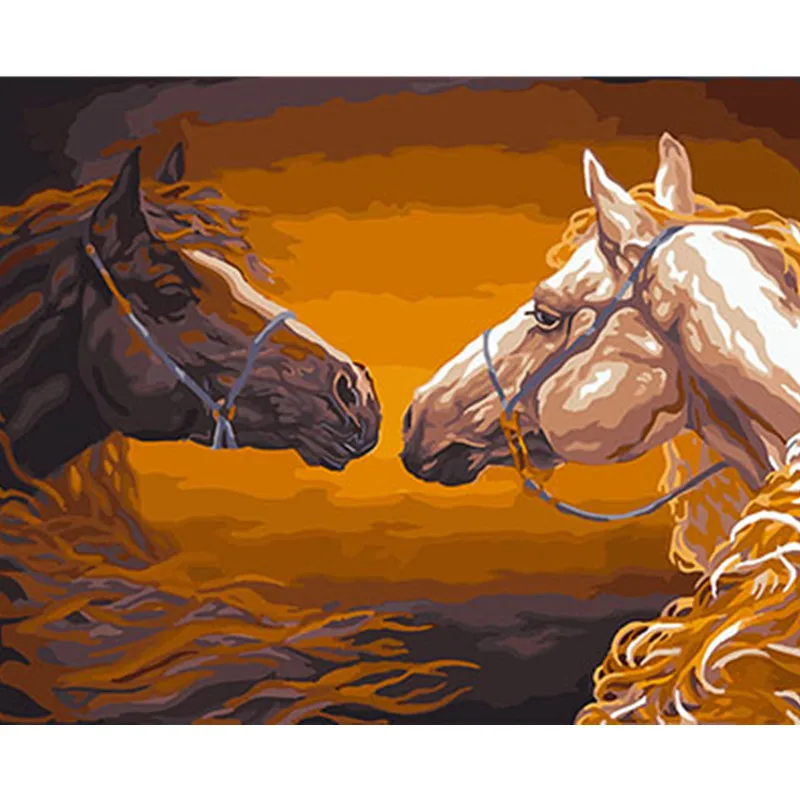 Картина в рамке с лошадью и девочкой, сделай сам, картина по номерам, сделай сам, картина маслом на холсте, украшение для дома, настенное искусство GX26172, 40X50 см - Цвет: GX26544