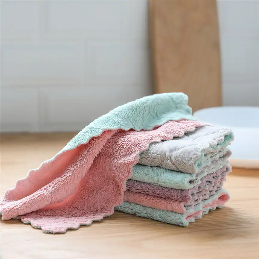 Hot Absorbent Microfiber Towel Car Home Kitchen Coral Velvet Washing Clean Cloth