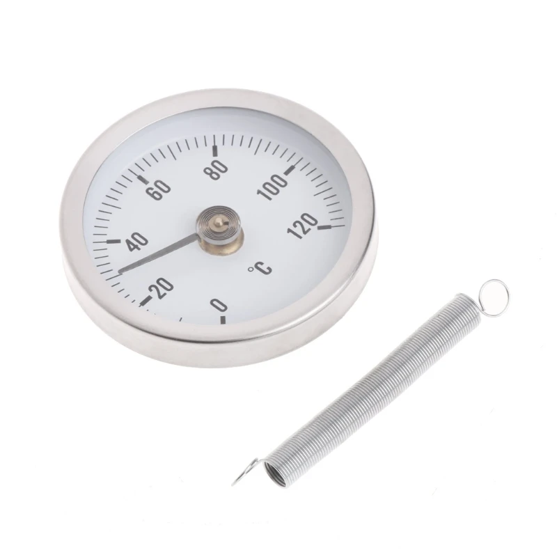 

63mm Dial Stainless Steel Clip-on Spring Pipe Temperature bimetal thermomet Testing Gauge Pipe Surface Thermometer 0-120 Degree