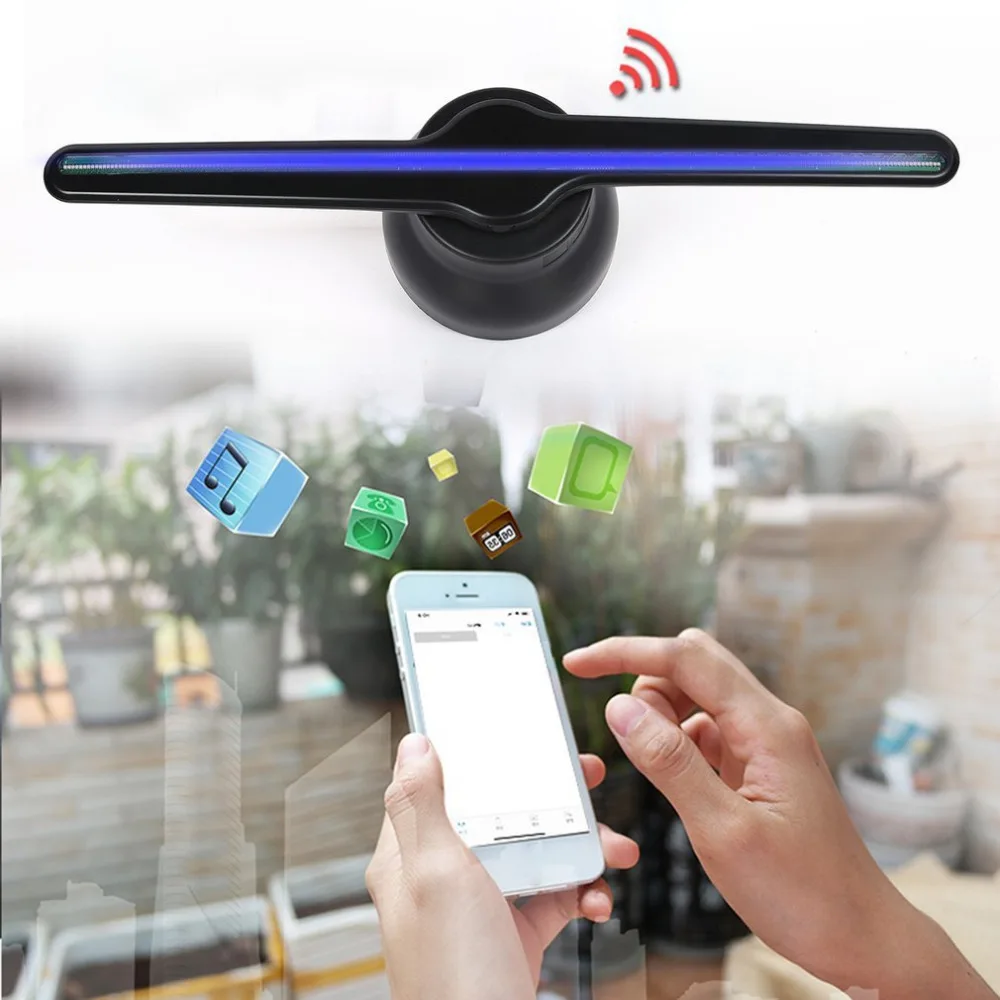 3D WIFI Hologram Advertising Display Led Fan 43CM Holographic Imaging Naked Eye Led Projector Fans Advertisement Player Machine
