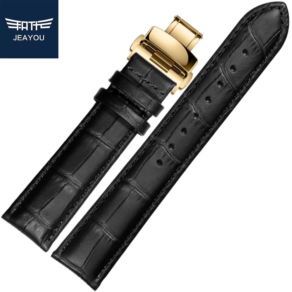JEAYOU ремешок для часов из натуральной кожи с золотой Бабочкой Пряжка Tissot/Longines/Mido в