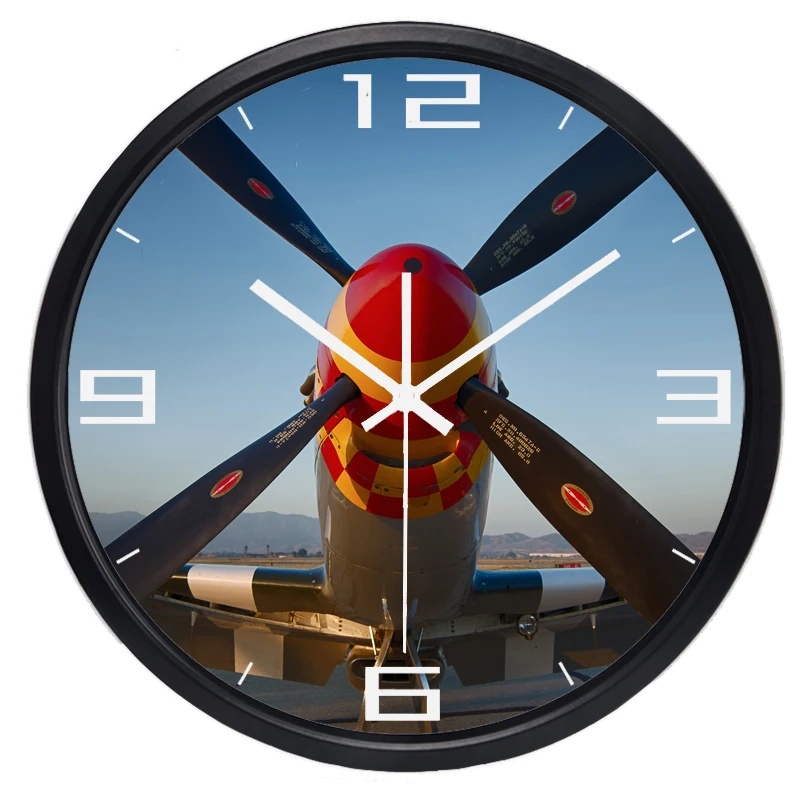 

Real Photo Single Plane Propeller Wall Clock Living Room Aviation Fans Wall Clock Home Decor
