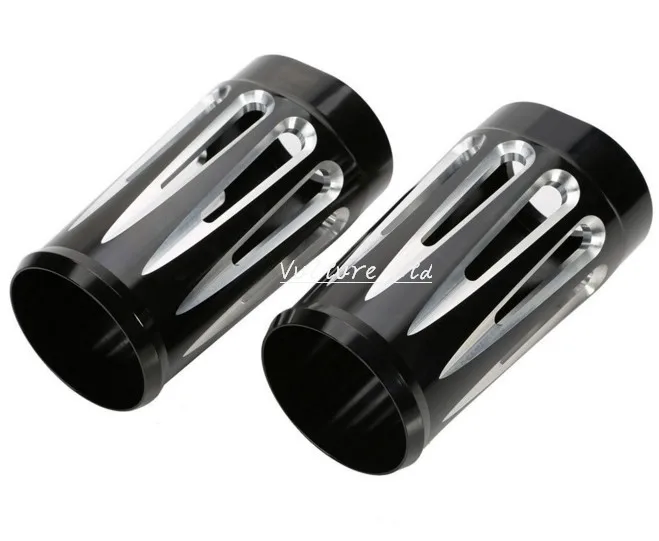 

Edge Cut Black Aluminum Front Fork Boot Slider Cover Cow For Harley Touring FLT