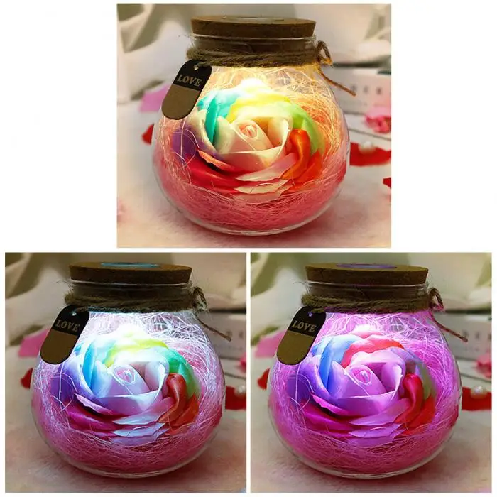 Светодиодный RGB светильник в виде роз ваза ночник дистанционное управление лампочка-Роза огни GHS99