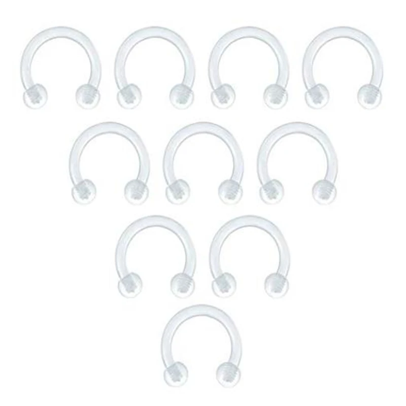 JFORYOU 10 Pcs Bioflex Material Lip Ring Labret Jewelry 16G Ear Helix Tragus Cartilage Lip Stud Retainer Piercing Jewelry