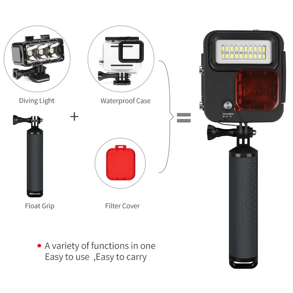 SHOOT-1000LM-40M-Underwater-Diving-LED-light-Waterproof-Case-for-GoPro-Hero-6-5-4-3+-Silver-Black-Action-Camera-With-Accessory-for-Go-Pro-6-5 (6)