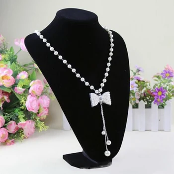 

GENBOLI Necklace Bracelet Pendant Display Stand Rack Black Velvet Jewelry Showing Holder Mannequin Choker Organizer Showcase