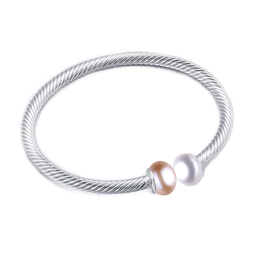 white pink pearl Линдо Мода Высокий блеск естественный пресноводный жемчуг Браслеты для Для женщин белый цвет золотистый браслеты высокая степень светостойкости - Окраска металла: white pink pearl