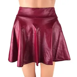 Женские кожаные мини-юбки с высокой талией в стиле стимпанк в стиле ретро, Короткие плиссированные юбки