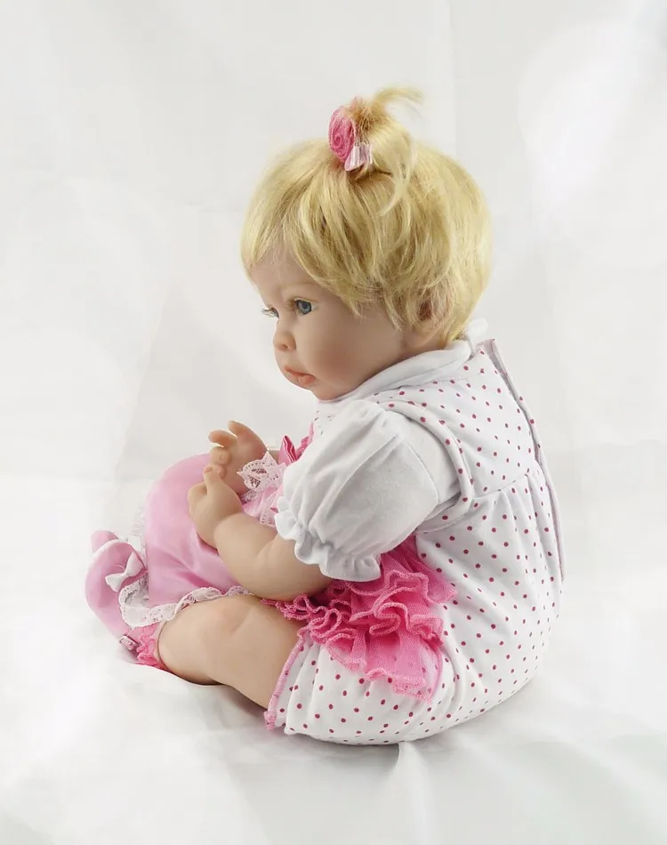 Reborn Baby Doll 22 дюймов 55 см Силиконовая виниловая девочка-кукла светлые волосы мягкая ткань тело живой малыш ребенок Рождество подарок для детей