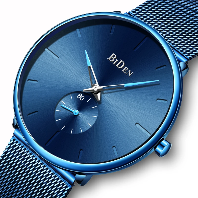 

BIDEN Fashion Women Watches Top Brand Luxury Quartz Watch Men Casual Slim Mesh Steel Date Waterproof Wristwatches Male Clock