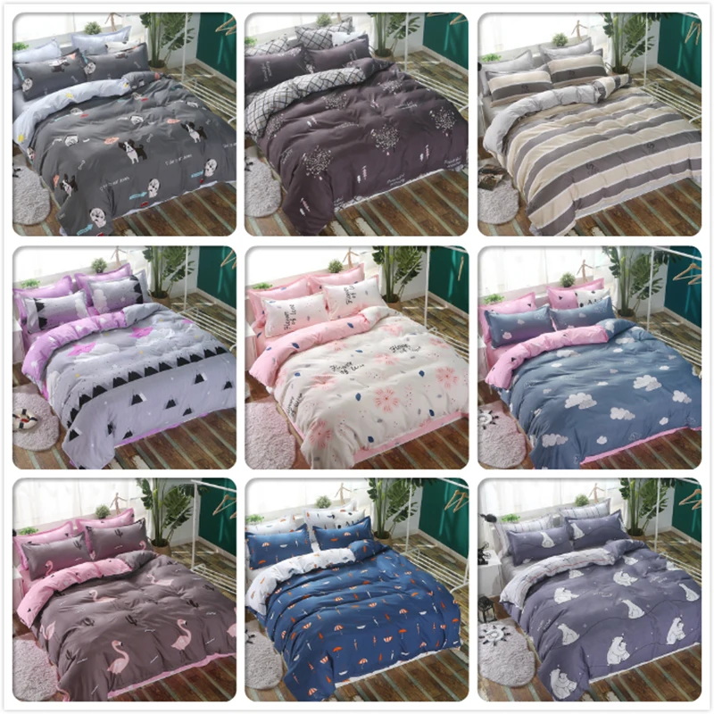 

NEW Stripe Cartoon Duvet Cover 3/4 pcs Bedding Set Kids Child Cotton Bed Linens Full King Queen Twin Single Size 180x200 150x200