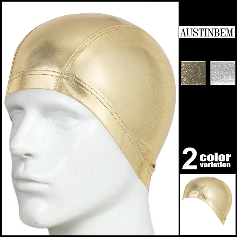 

AUSTINBEM 2019 New Swimming Cap Hair Ear Protection Durable Elastic Swim Bathing Caps Metallic Beach Hat Headdress for Men Women