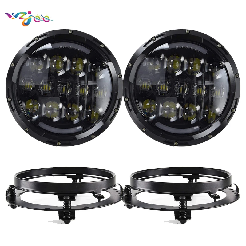 105W 7 Inch Round LED Headlight with White/ amber Turn Signal DRL for