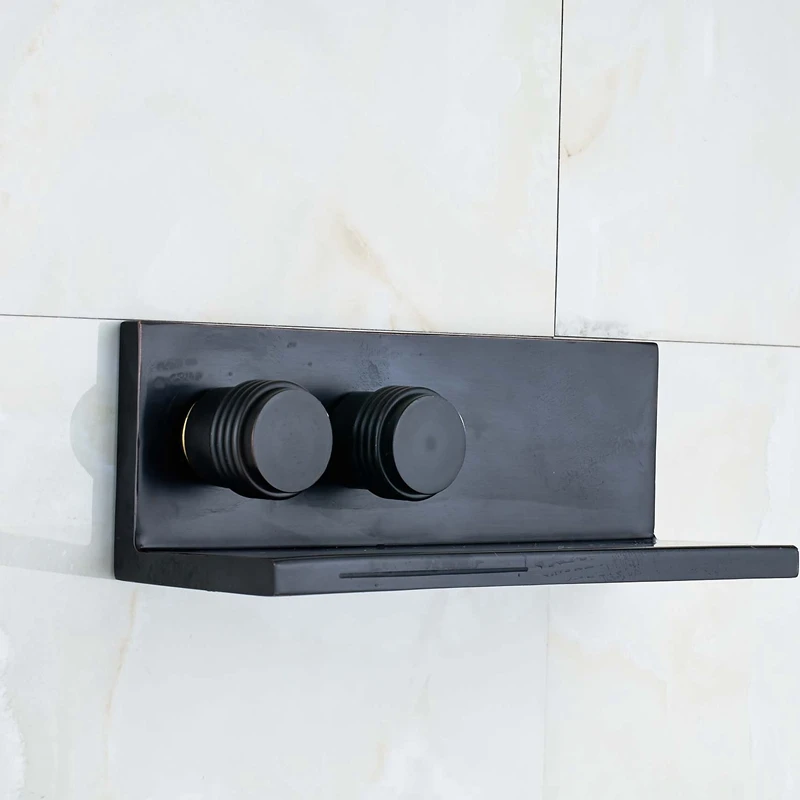 Modern Oil Rubbed Bronze Wall Mounted Bathroom Shower Faucet Tub Mixer Tap Dual Handles