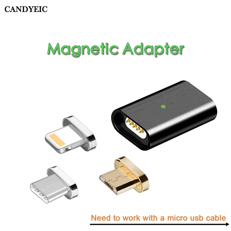 Магнитный адаптер CANDYEIC для быстрой зарядки для IPhone Android type C Micro USB 2,0 устройство для Micro USB кабель Магнитный адаптер